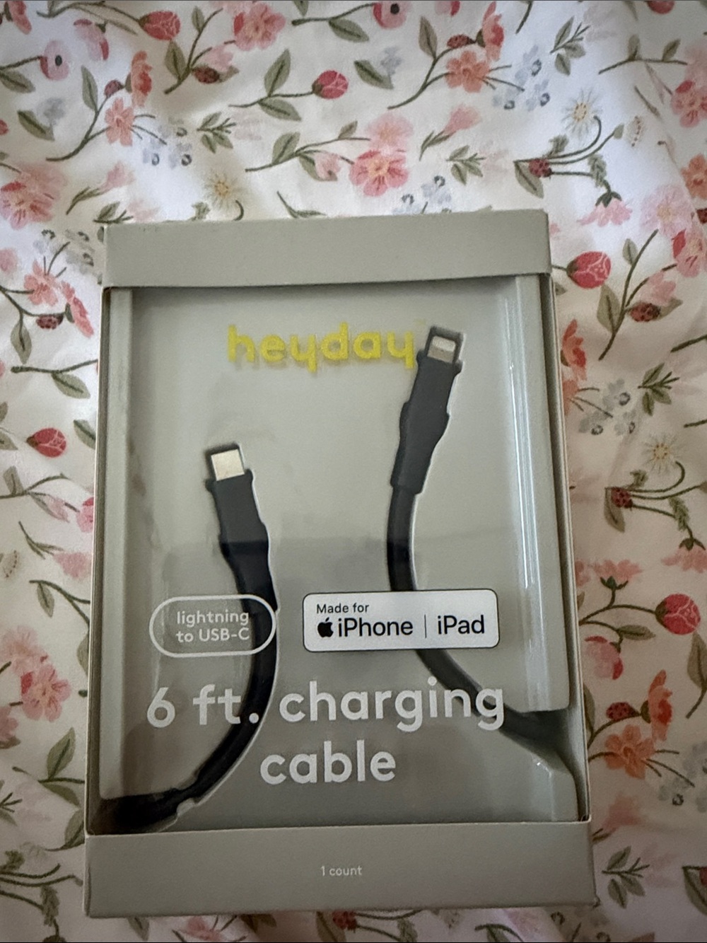 heyday Black Lightning to USB-C Charging Cable